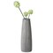 Grey Striped Decorative Round Table Centerpiece Flower Vase Display Modern Home Decor Accent Stylish Elegant Ornamental Accessory Floral Arrangement Holder Living Room Dining Room Kitchen Decoration
